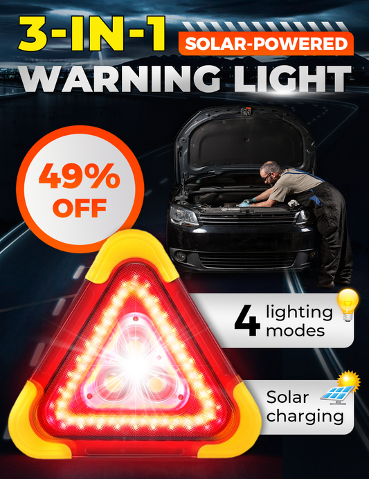 🔥2026 New Arrival🔥3-IN-1 Solar Emergency Triangle Warning Light at the Roadside