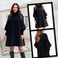 🔥HOT SALE💞53% DE RÉDUCTION💞Robe Noire Plissée Élégante avec Manches Lanternes pour Femmes 👗