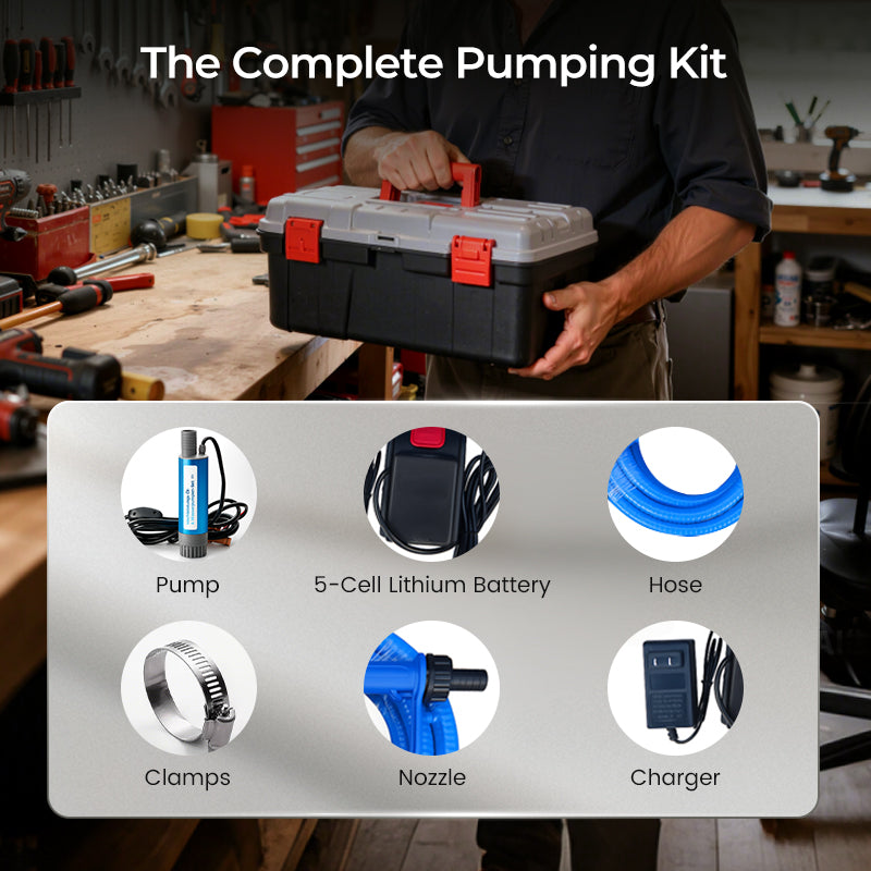 【Industrial-Grade High-Efficiency Choice】38mm High-Power Oil/Water Pump Kit｜Blue Portable Design｜Easy to Carry｜Versatile Applications!