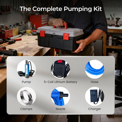 【Industrial-Grade High-Efficiency Choice】38mm High-Power Oil/Water Pump Kit｜Blue Portable Design｜Easy to Carry｜Versatile Applications!