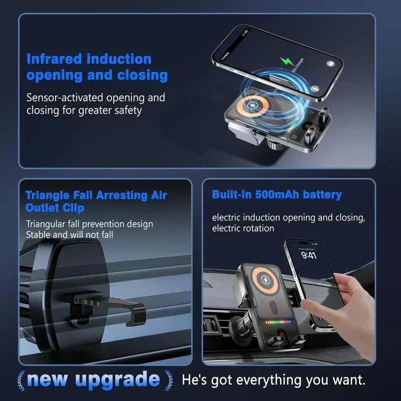 📢📢50%  OFF !! ⏰Over 5K+ sold! 📱Smart 2-in-1 Car Rotating Mobile Phone Holder & Wireless Charger⚡