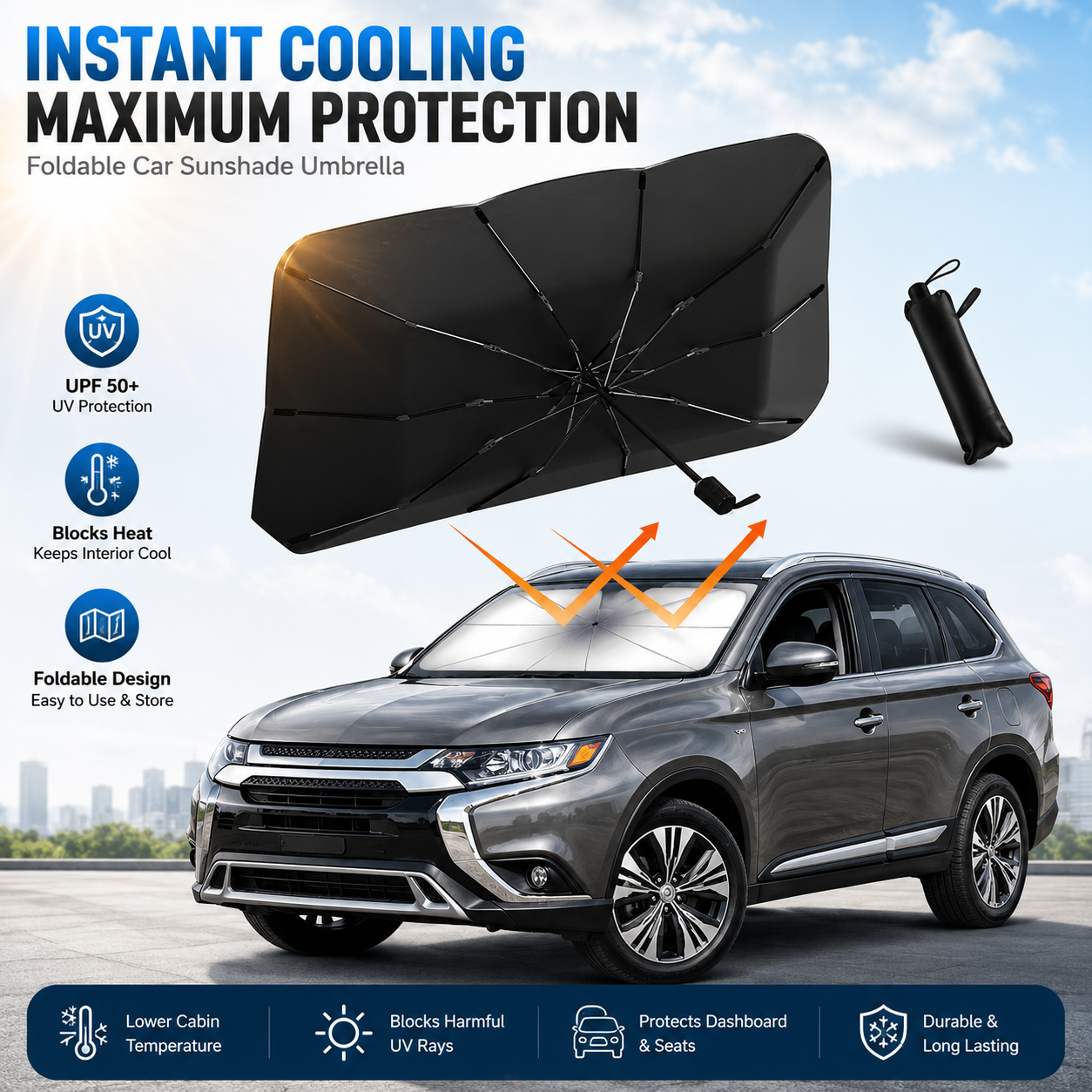 ☂️ 2026 Sale — Over 47 200 Sold!🚗 Upgraded Car Windshield Sun Shade Umbrella