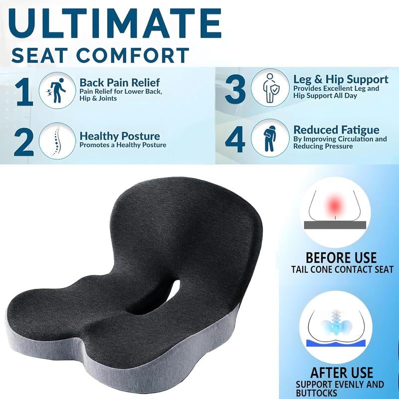 🛡️ LIMITED-TIME 50% OFF! 🚗 Non-Slip Memory Foam Seat Cushion for Car & Office – Ergonomic Pain Relief, Universal Fit, Breathable Mesh ✨