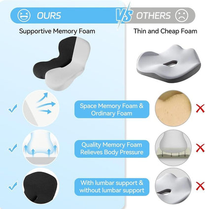 🛡️ LIMITED-TIME 50% OFF! 🚗 Non-Slip Memory Foam Seat Cushion for Car & Office – Ergonomic Pain Relief, Universal Fit, Breathable Mesh ✨