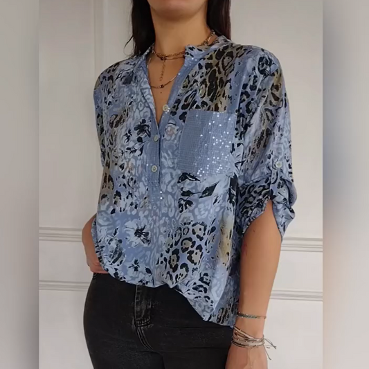 🔥 Spring/Summer 2025 Shirt Hot Sale🔥Chemise imprimée décontractée à demi-bouton pour femmes