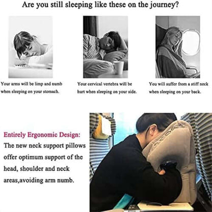 😴 LIMITED-TIME 50% OFF! ✈️ Inflatable Ergonomic Hollow-Cutout Travel Pillow – PVC Flocking, Quick Inflate, With Storage Bag ✨