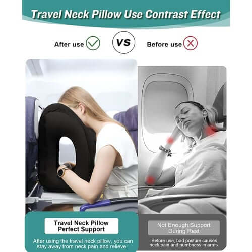 😴 LIMITED-TIME 50% OFF! ✈️ Inflatable Ergonomic Hollow-Cutout Travel Pillow – PVC Flocking, Quick Inflate, With Storage Bag ✨