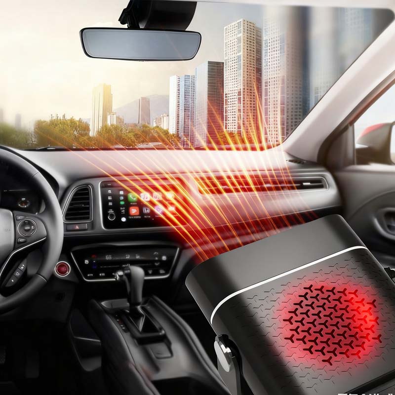 🚗🔥 Portable 2-in-1 car fan with heating function – 360° rotatable, fast defrosting, heating and ventilation, quiet and lightweight for winter and summer!