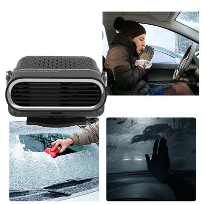 🚗🔥 Portable 2-in-1 car fan with heating function – 360° rotatable, fast defrosting, heating and ventilation, quiet and lightweight for winter and summer!