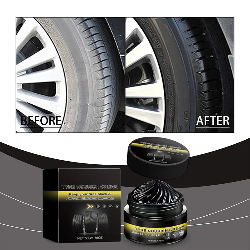 Tire Wax – Restores Black Gloss, Blocks UV, Repels Dirt & Easy Quick Application for Long-Lasting Shine
