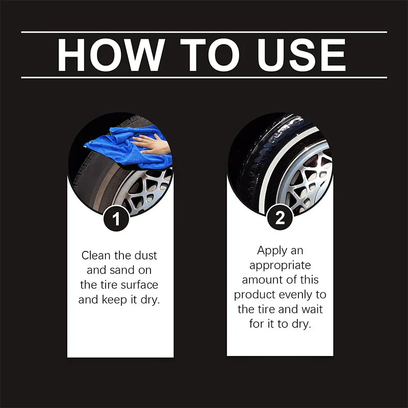 Tire Wax – Restores Black Gloss, Blocks UV, Repels Dirt & Easy Quick Application for Long-Lasting Shine