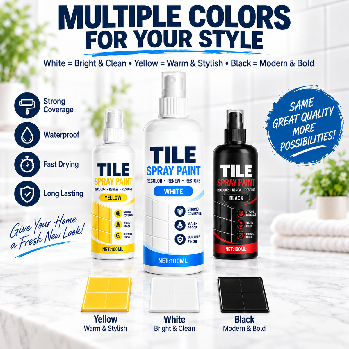 🔥HOT SALE🎨Tile Renewal Spray Paint – Recolor & Refresh - 50% OFF!!!